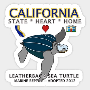 California - Leatherback Sea Turtle - State, Heart, Home Sticker